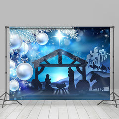 Lofaris Dark Night Bells Bokeh Stable Christmas Backdrop