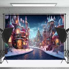 Lofaris Dark Night Candyland Town Winter Cake Smash Backdrop