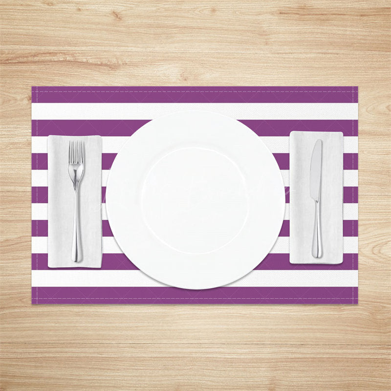 Lofaris Dark Purple White Stripe Modern Set Of 4 Placemats