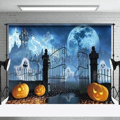 Lofaris Dark Rainy Night Pumpkin Moon Light Halloween Backdrop