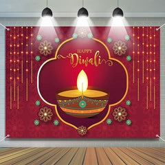 Lofaris Dark Red Floral Pattern Candle Hindu Diwali Backdrop