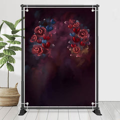 Lofaris Dark Red Flowers Heart Photograph Floral Backdrop