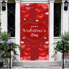 Lofaris Dark Red Hearts Stripes Valentines Day Door Cover