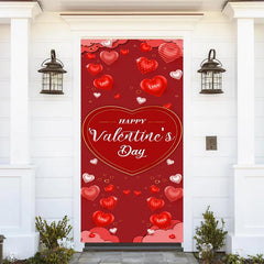 Lofaris Dark Red Hearts Stripes Valentines Day Door Cover