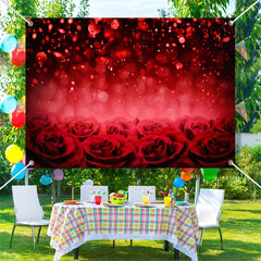 Lofaris Dark Red Roses Sequins Bokeh Valentines Day Backdrop