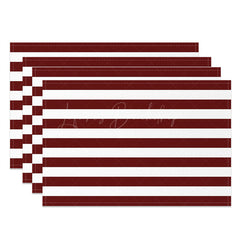 Lofaris Dark Red White Stripes Modern Set Of 4 Placemats