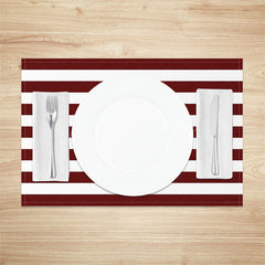 Lofaris Dark Red White Stripes Modern Set Of 4 Placemats