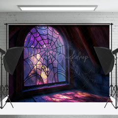 Lofaris Dark Retro Room Spider Wab Window Photo Backdrop