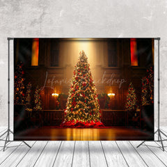 Lofaris Dark Room Xmas Trees Light Christmas Photo Backdrop