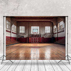 Lofaris Dark School Basketball Court Cake Smash Backdrop