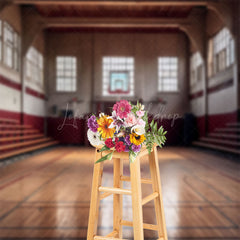 Lofaris Dark School Basketball Court Cake Smash Backdrop