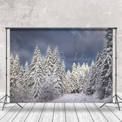 Lofaris Dark Sky Pine Trees Snow Photography Backdrop