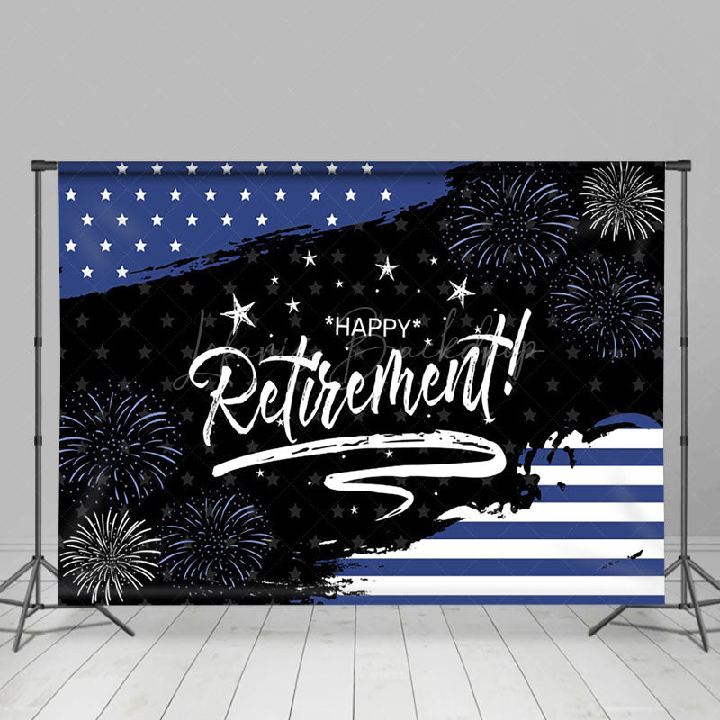 Lofaris Dark Vibe USA Flag Happy Retirement Celebration Backdrop