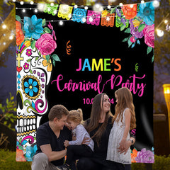 Lofaris Day Of The Dead Fiesta Floral Custom Birthday Backdrop