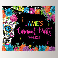 Lofaris Day Of The Dead Fiesta Floral Custom Birthday Backdrop