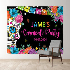 Lofaris Day Of The Dead Fiesta Floral Custom Birthday Backdrop