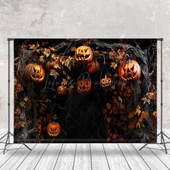 Lofaris Dead Branches Hanging Pumpkins Halloween Backdrop