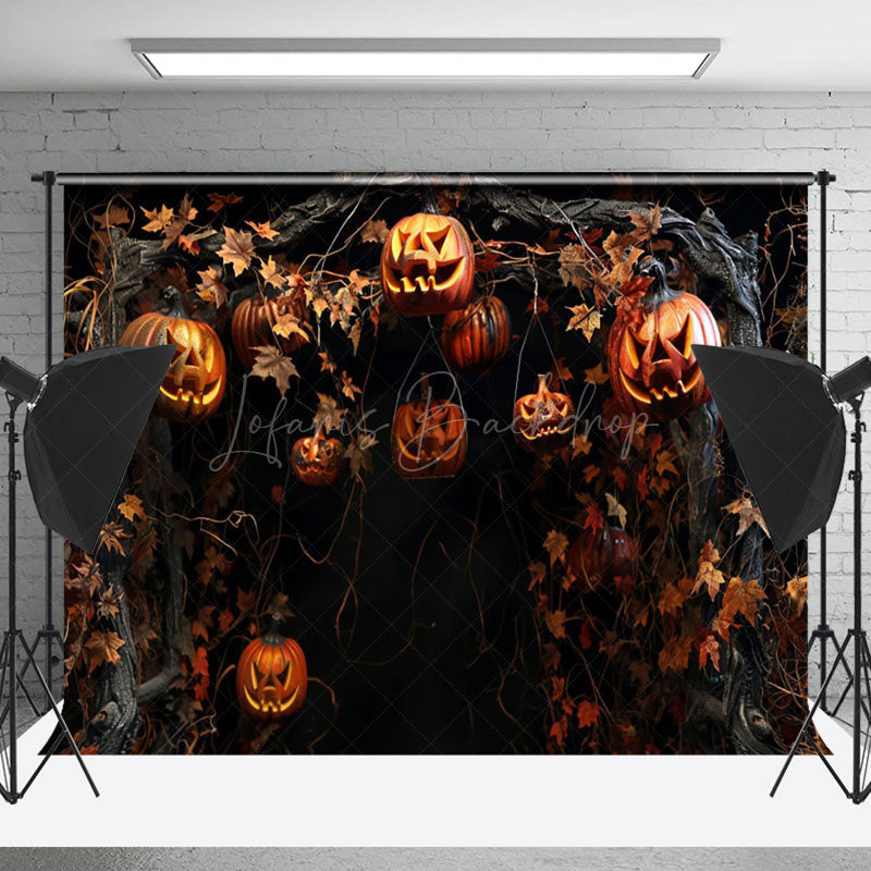 Lofaris Dead Branches Hanging Pumpkins Halloween Backdrop