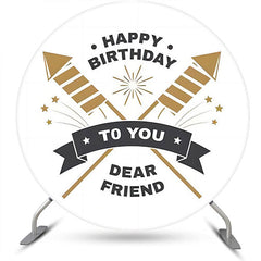 Lofaris Dear Friend Spark Simple Round Birthday Backdrop