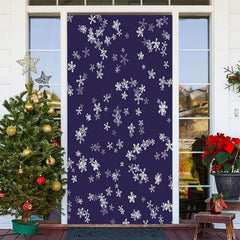 Lofaris Deep Blue Snowflakes Simple Christmas Door Cover