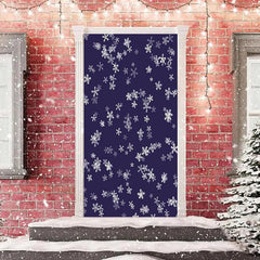 Lofaris Deep Blue Snowflakes Simple Christmas Door Cover