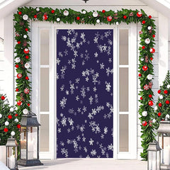 Lofaris Deep Blue Snowflakes Simple Christmas Door Cover