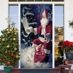 Lofaris Deep Color Santa Claus Snowy Christmas Door Cover