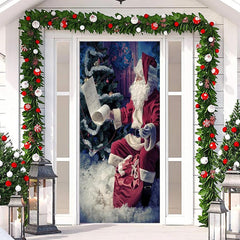 Lofaris Deep Color Santa Claus Snowy Christmas Door Cover