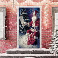 Lofaris Deep Color Santa Claus Snowy Christmas Door Cover