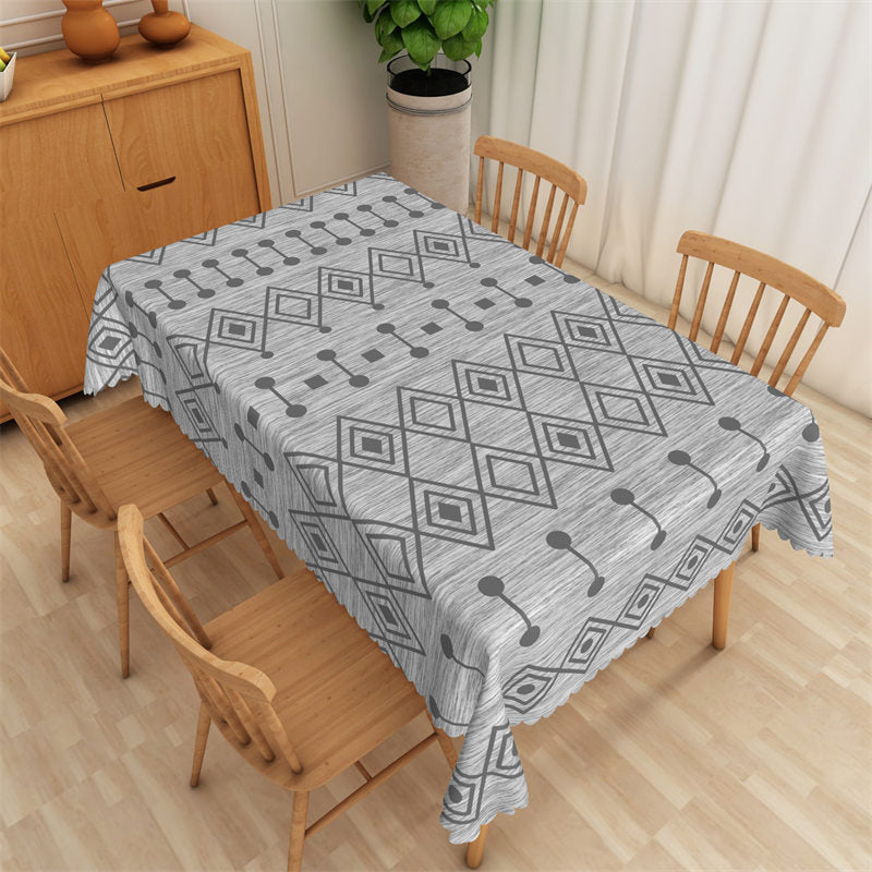 Lofaris Deep Grey Rhombic Dots Modern Rectangle Tablecloth