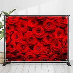 Lofaris Deep Red Blooming Roses Valentines Day Backdrop