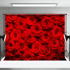 Lofaris Deep Red Blooming Roses Valentines Day Backdrop