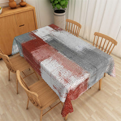 Lofaris Deep Red Grey Distressed Style Rectangle Tablecloth