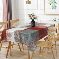 Lofaris Deep Red Grey Distressed Style Rectangle Tablecloth