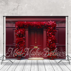 Lofaris Deep Red Roses Square Door Wall Floral Backdrop