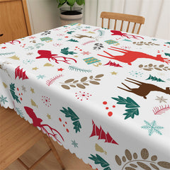 Lofaris Deer Gift Leaves Pattern Waterproof Fabric Tablecloth