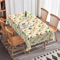 Lofaris Deers Snowflake Pine Trees Repeat Christmas Tablecloth