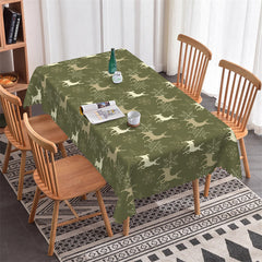 Lofaris Deers Snowflake Repeat Green Christmas Tablecloth