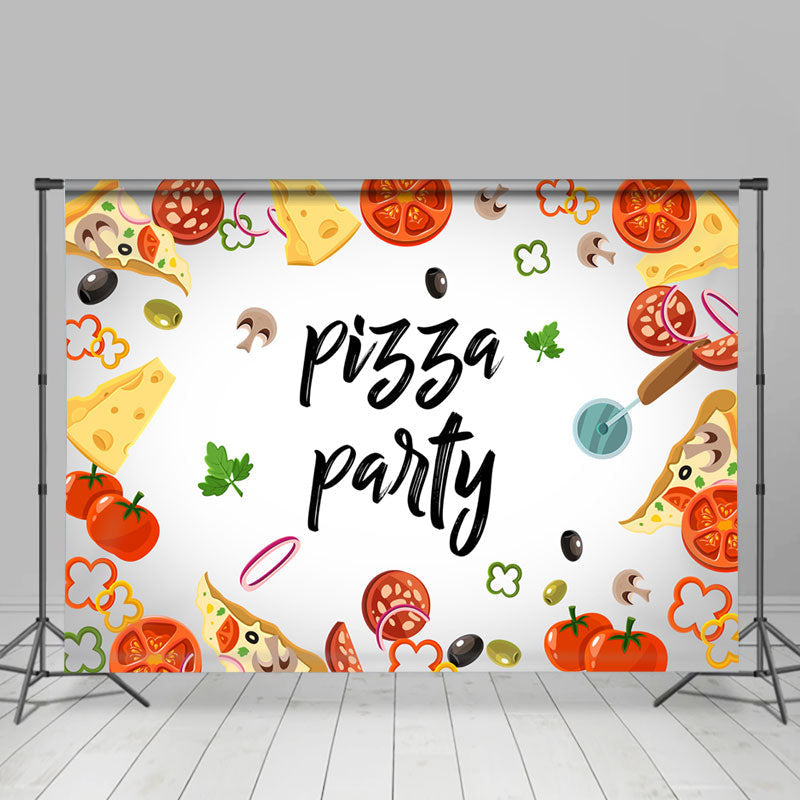 Lofaris Delicious Tomato Pepper Onion Pizza Party Backdrop