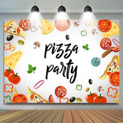 Lofaris Delicious Tomato Pepper Onion Pizza Party Backdrop