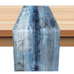 Lofaris Denim Blue White Ink Painting Retro Table Runner