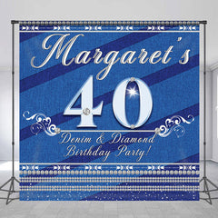 Lofaris Denim Diamond Blue Custom 40th Birthday Backdrop