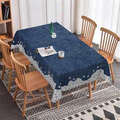 Lofaris Denim Diamond Kitchen Pattern Rectangle Tablecloth