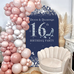 Lofaris Denim Diamonds 16 Birthday Double Sided Arch Backdrop