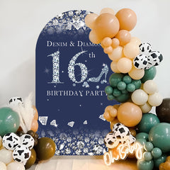 Lofaris Denim Diamonds 16 Birthday Double Sided Arch Backdrop