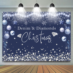 Lofaris Denim Diamonds Glitter Deep Blue Christmas Backdrop