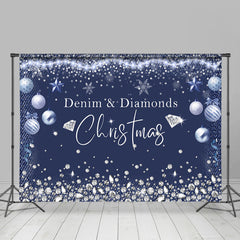 Lofaris Denim Diamonds Glitter Deep Blue Christmas Backdrop