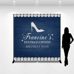 Lofaris Denim Diamonds Silver Heel Custom Birthday Backdrop