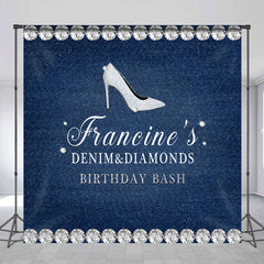 Lofaris Denim Diamonds Silver Heel Custom Birthday Backdrop