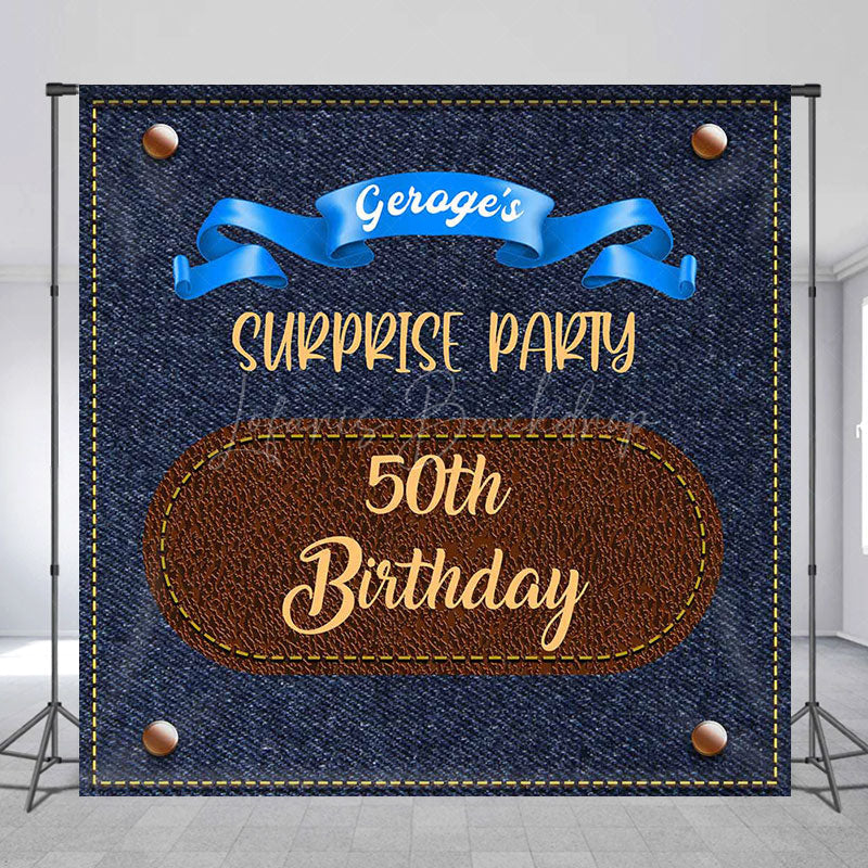 Lofaris Denim Surprise Party Custom 50th Birthday Backdrop